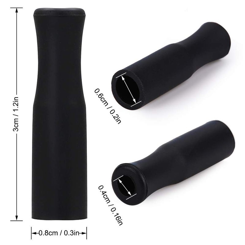 Accmor 22Pcs Reusable Straws Tips, Food Grade Silicone Black Straw Tip Covers Only Fit for 1/4 Inch Wide (6MM Out diameter) Stainless Steel Straws - Image 2